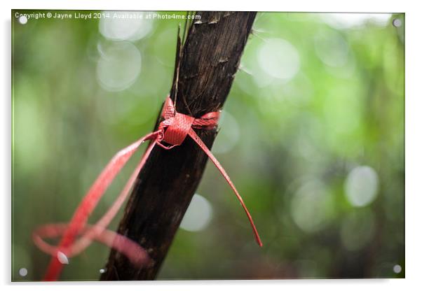 Red ribbon in Bukit Timah, Singapore Acrylic by J Lloyd