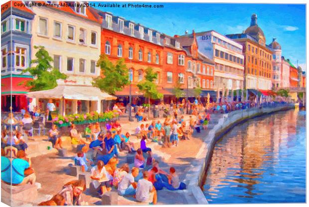 Aarhus Canal Digital Painting Canvas Print by Antony McAulay
