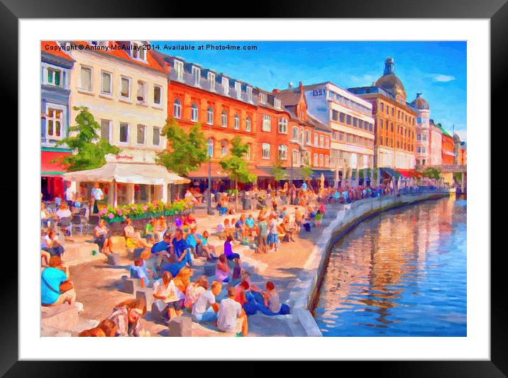 Aarhus Canal Digital Painting Framed Mounted Print by Antony McAulay
