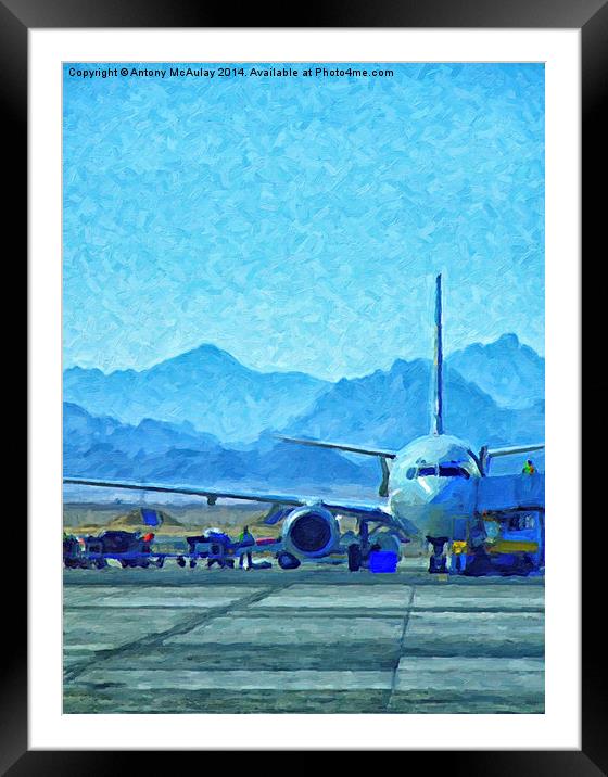 Aeroplane At Airport Framed Mounted Print by Antony McAulay