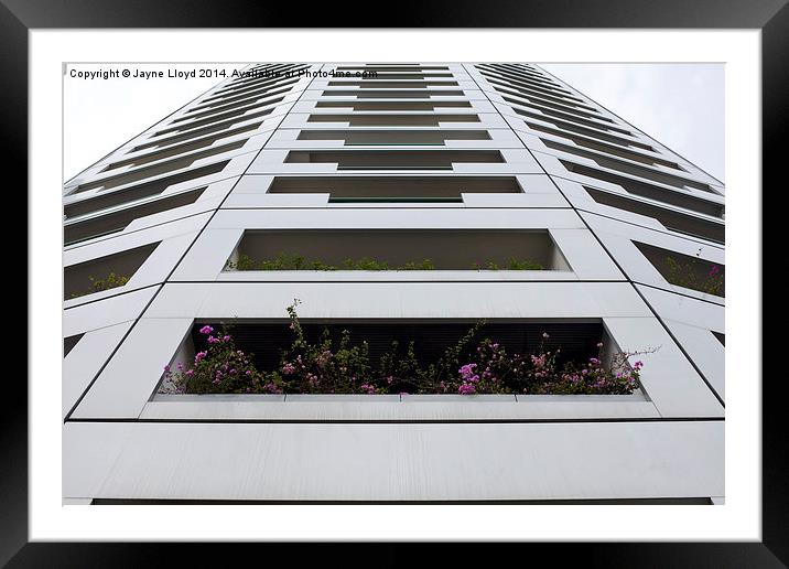 Looking up at Singapore architecture Framed Mounted Print by J Lloyd