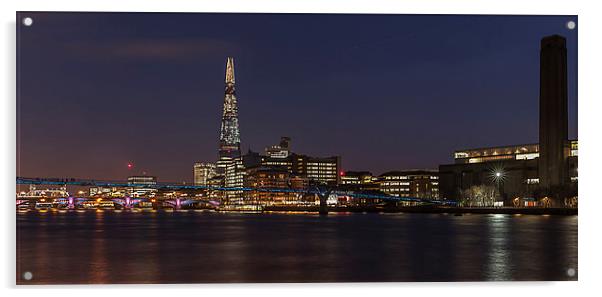 Millenium Bridge & Shard At Night Acrylic by Philip Pound