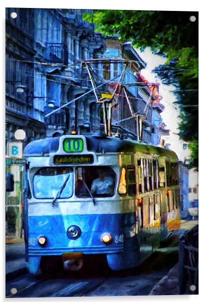 Gothenburg tram 01 Acrylic by Antony McAulay