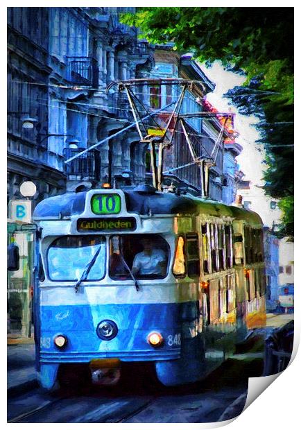 Gothenburg tram 01 Print by Antony McAulay