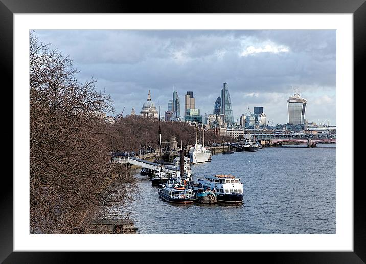 London Skyline from Waterloo Bridge Framed Mounted Print by Philip Pound