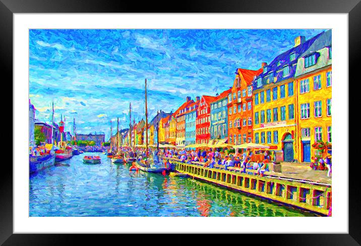 Nyhavn in Denmark painting Framed Mounted Print by Antony McAulay