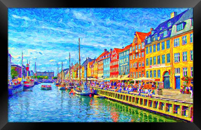 Nyhavn in Denmark painting Framed Print by Antony McAulay