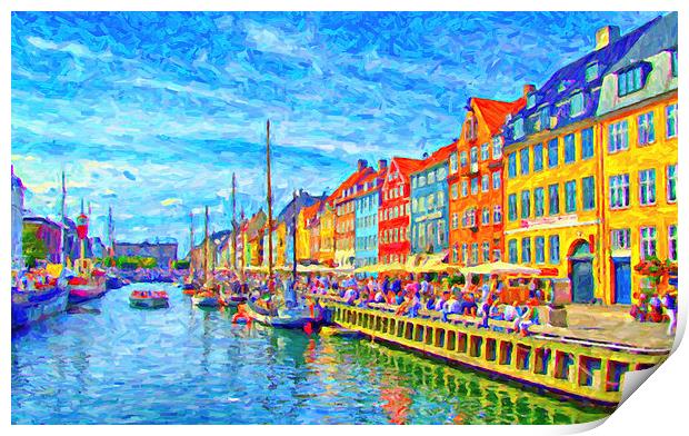 Nyhavn in Denmark painting Print by Antony McAulay
