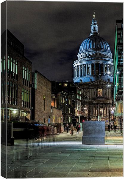 St Pauls Cathedral London By Night Canvas Print by Philip Pound