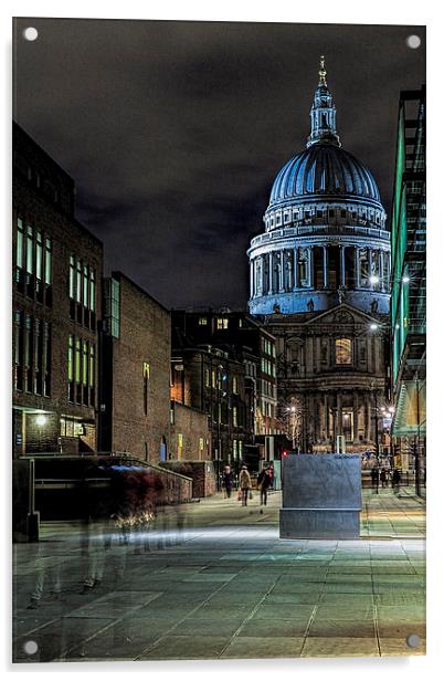St Pauls Cathedral London By Night Acrylic by Philip Pound