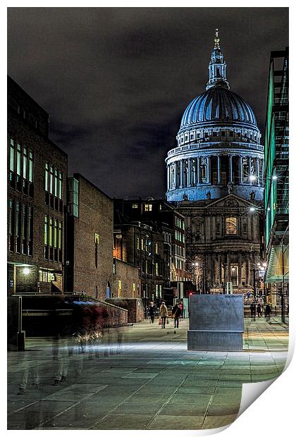 St Pauls Cathedral London By Night Print by Philip Pound