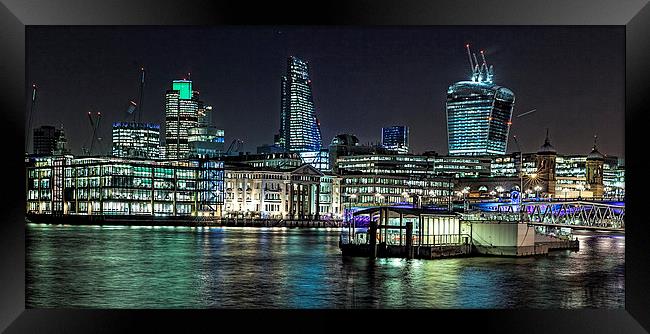 London City Night View Framed Print by Philip Pound