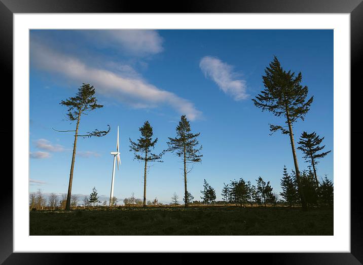 Evening sky and Wind turbine. Framed Mounted Print by Liam Grant