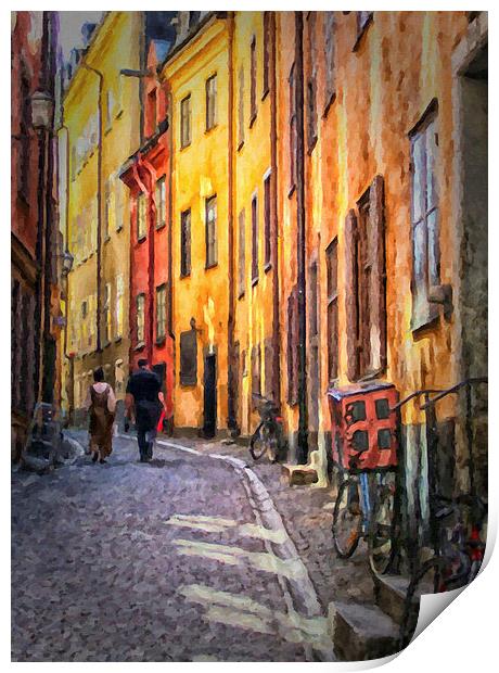 Stockholm Gamla Stan Painting Print by Antony McAulay