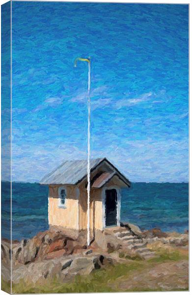 Torekov Beach Hut Painting Canvas Print by Antony McAulay