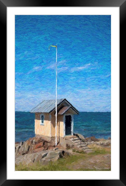Torekov Beach Hut Painting Framed Mounted Print by Antony McAulay