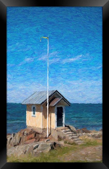 Torekov Beach Hut Painting Framed Print by Antony McAulay