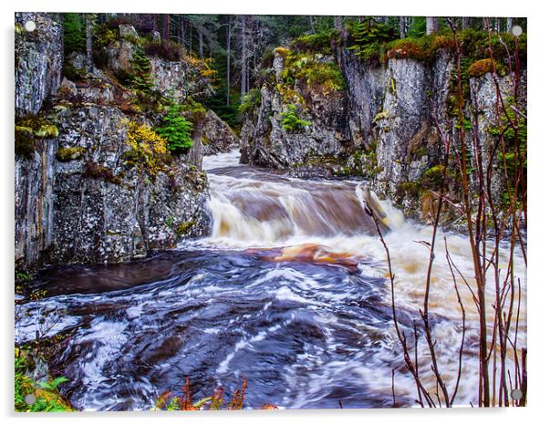 Laggan Falls, Scotland, UK Acrylic by Mark Llewellyn