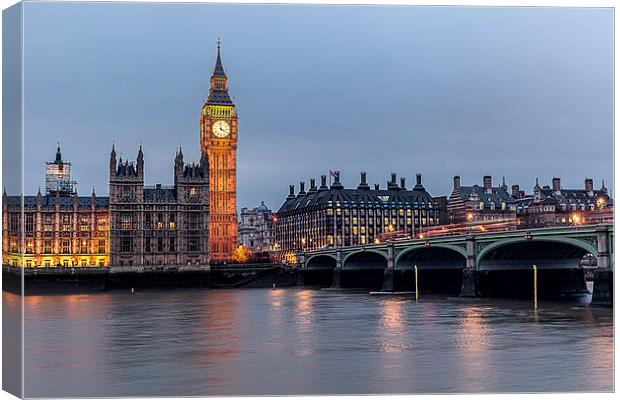 Westminster London by Night Canvas Print by Philip Pound