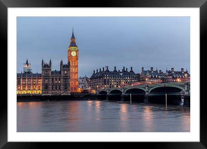 Westminster London by Night Framed Mounted Print by Philip Pound