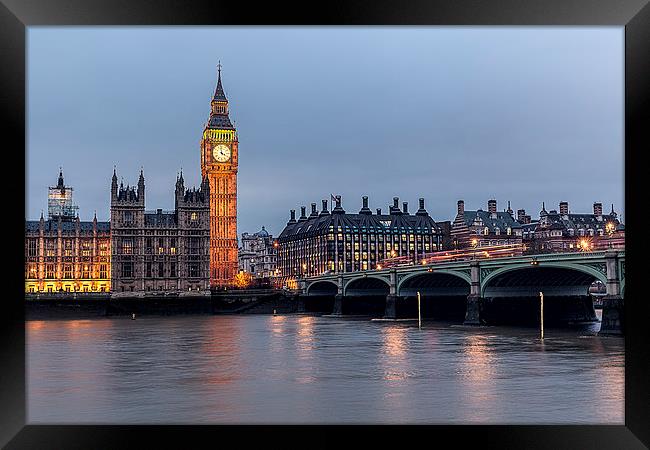 Westminster London by Night Framed Print by Philip Pound
