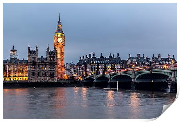 Westminster London by Night Print by Philip Pound