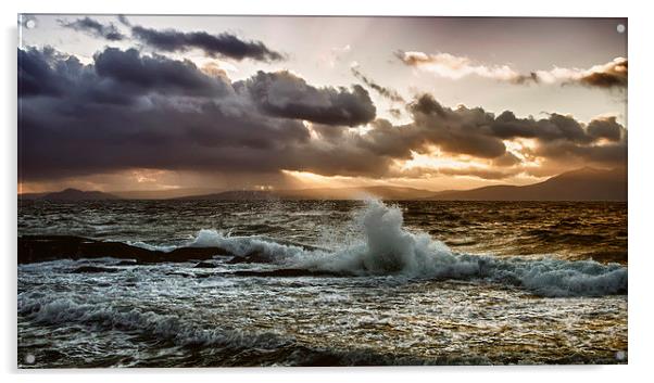 Portencross at sunset Acrylic by Geo Harris