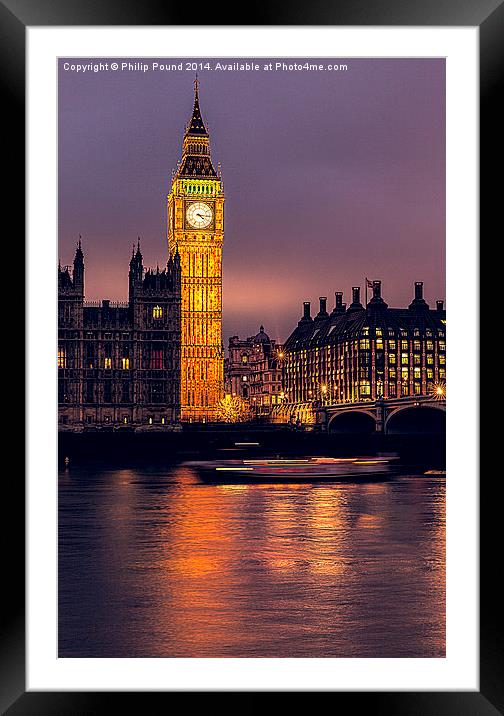 Big Ben at Night Framed Mounted Print by Philip Pound