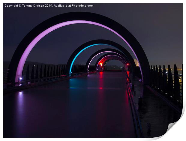 Falkirk Wheel at night Print by Tommy Dickson