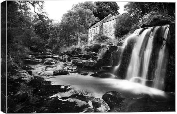 Serene Mill House by the Falls Canvas Print by Les McLuckie