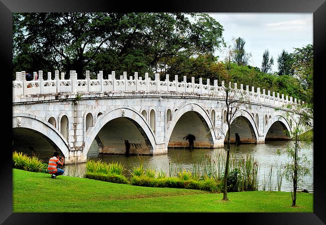 Classic Chinese Gardens Bridge, Singapore Framed Print by Geoffrey Higges