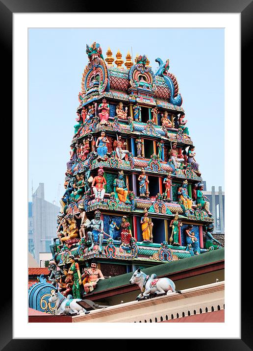 Hindu Temple Decoration, Singapore Framed Mounted Print by Geoffrey Higges