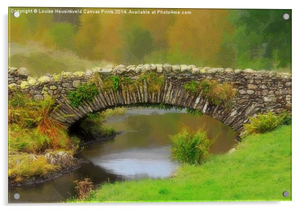 Stone packhorse bridge in Watendlath Acrylic by Louise Heusinkveld