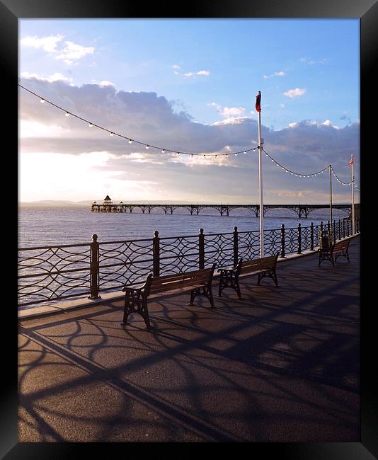 Evening Sunshine and Shadows, Clevedon Framed Print by Carolyn Eaton