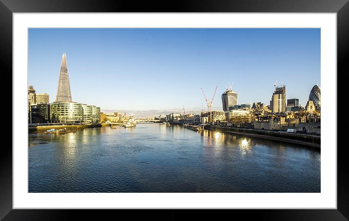 Thames Panorama at sunrise Framed Mounted Print by Olavs Silis