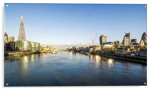 Thames Panorama at sunrise Acrylic by Olavs Silis