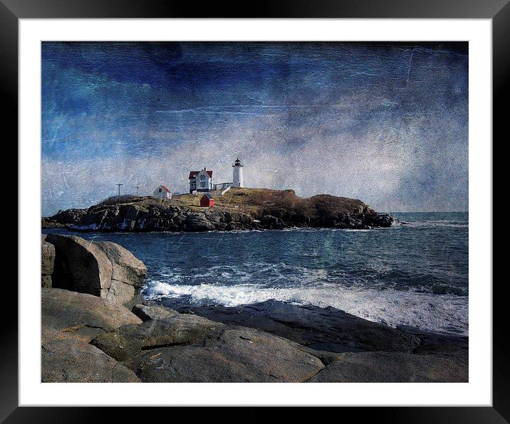 Lighthouse in Coastal Maine Framed Mounted Print by Tammy Winand