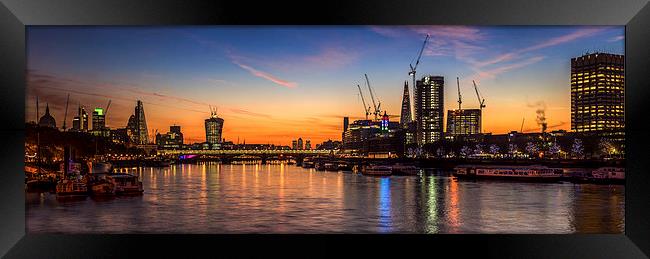 Thames Panorama at dawn Framed Print by Olavs Silis