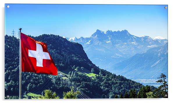 Swiss Flag Acrylic by Olavs Silis