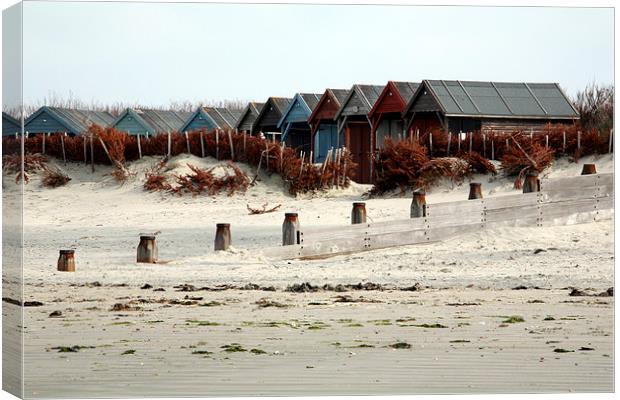 Beach huts in winter Canvas Print by Andreas Klatt