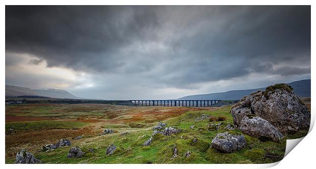 Storm over Ribblehead Viaduct Print by nick coombs