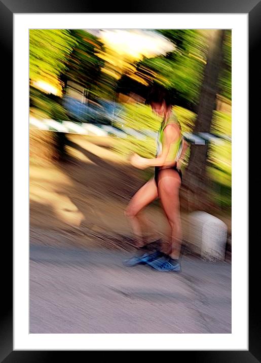 Runner at full speed Framed Mounted Print by Jose Manuel Espigares Garc