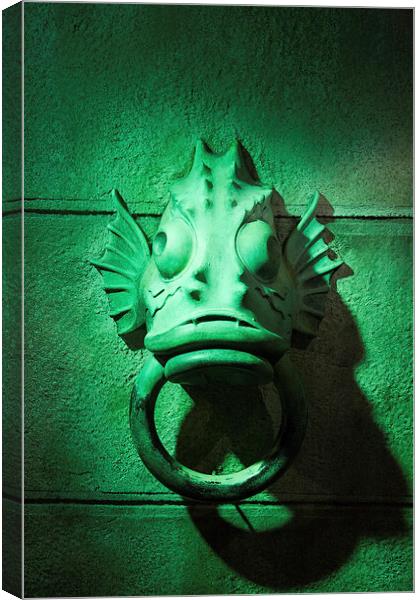Green Fish Sculpture Mooring Ring Canvas Print by Adam Withers
