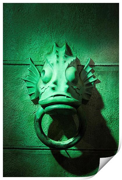 Green Fish Sculpture Mooring Ring Print by Adam Withers