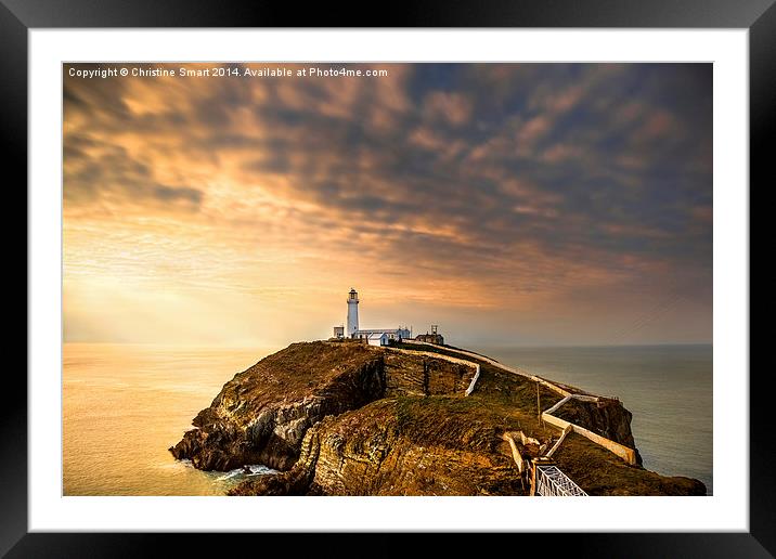 SouthStack Lighthouse Sunset Framed Mounted Print by Christine Smart