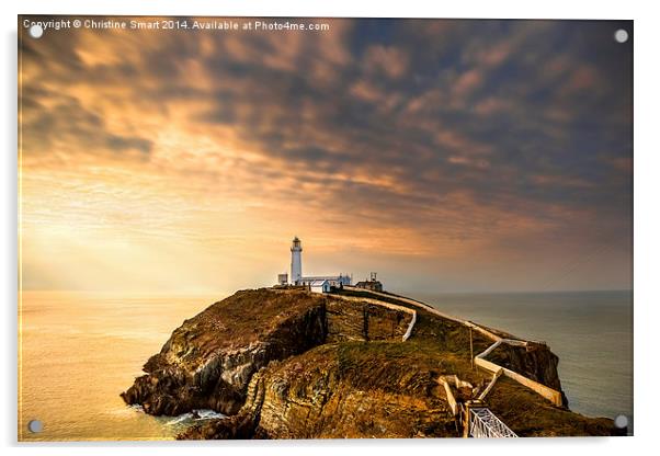 SouthStack Lighthouse Sunset Acrylic by Christine Smart