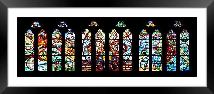 Cathedral Stained Glass Windows, Adelaide Framed Mounted Print by Geoffrey Higges