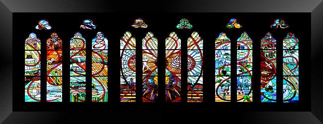 Cathedral Stained Glass Windows, Adelaide Framed Print by Geoffrey Higges