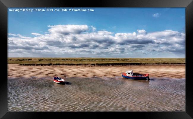 Low tide Burnham Overy Staithe Framed Print by Gary Pearson