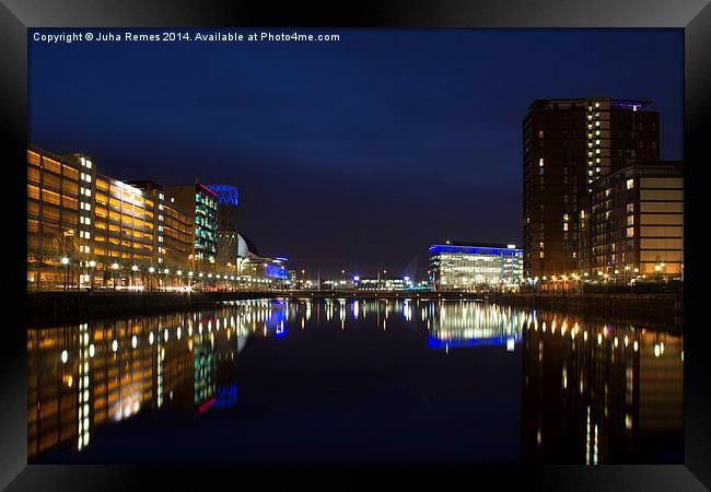 Cityscape in Salford Quays Framed Print by Juha Remes